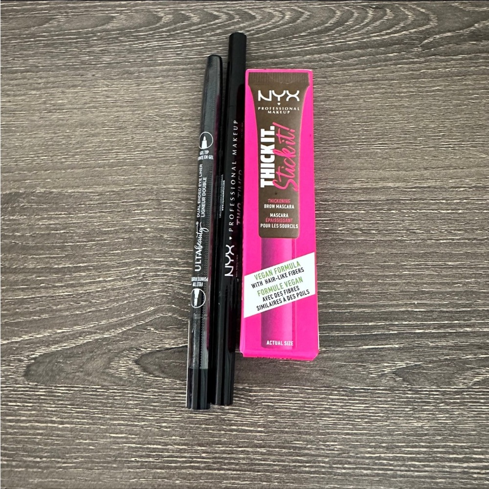 NYX Thick It Stick It Brow Gel Brunette Two Timer Kohl Pencil Eyeliner Ulta Duo
